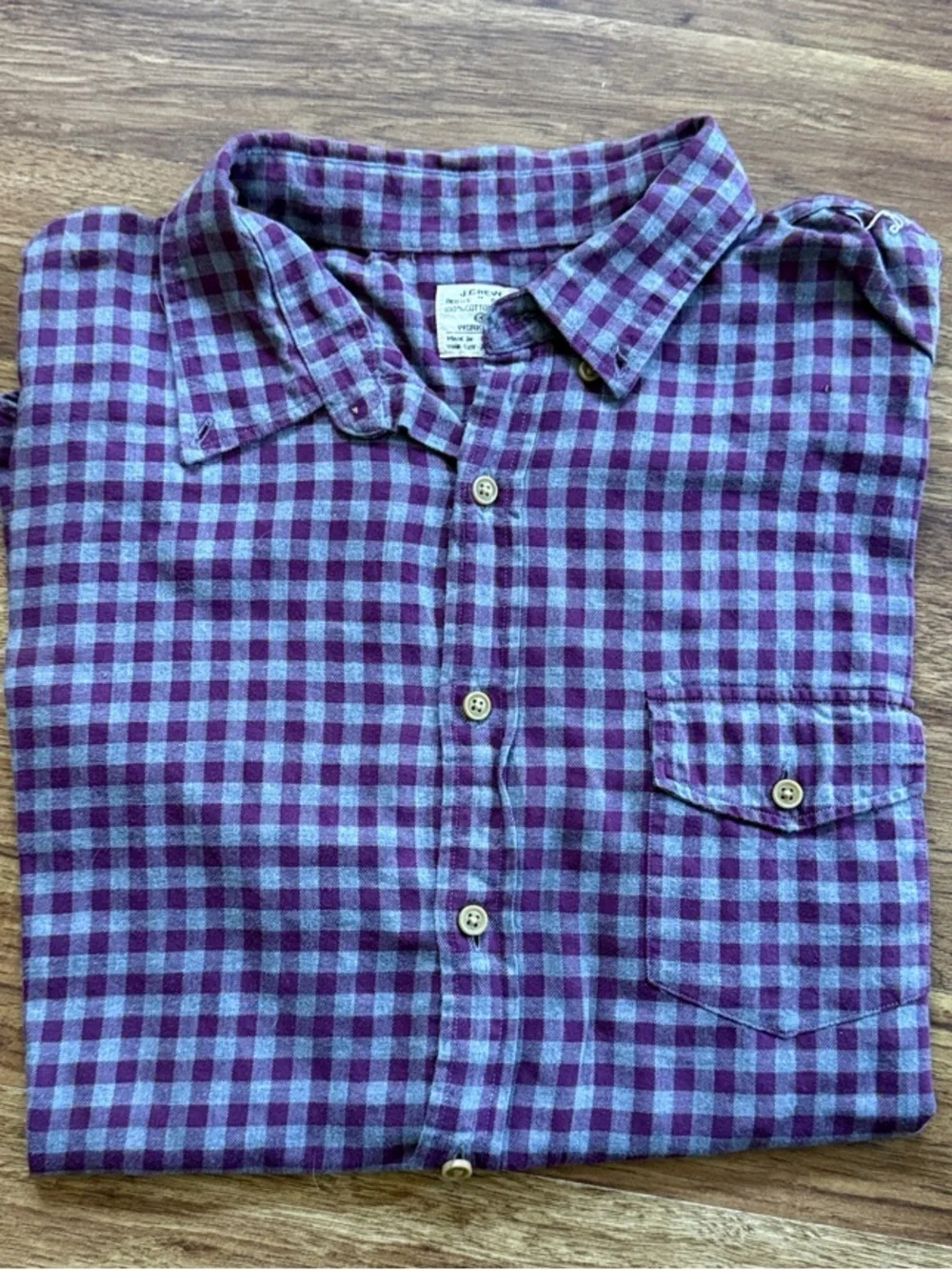J. Crew Men's Purple and Gray Plaid Button-Down Shirt